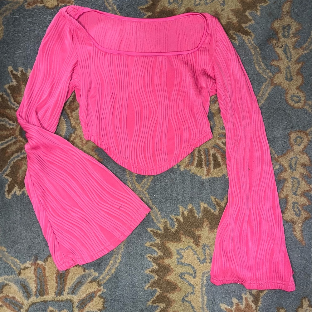 Women's Pink Bell Sleeve Top